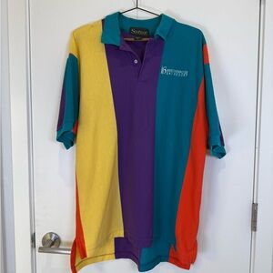 Southport Vintage Breckenridge Ski Resort Colorful Striped Men’s Polo Shirt Sz L
